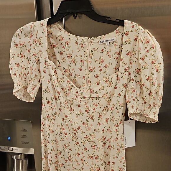 💕REFORMATION💕 Lacey Dress ~ Boheme Pink Micro-Floral Print 2 NWT - Picture 8 of 15